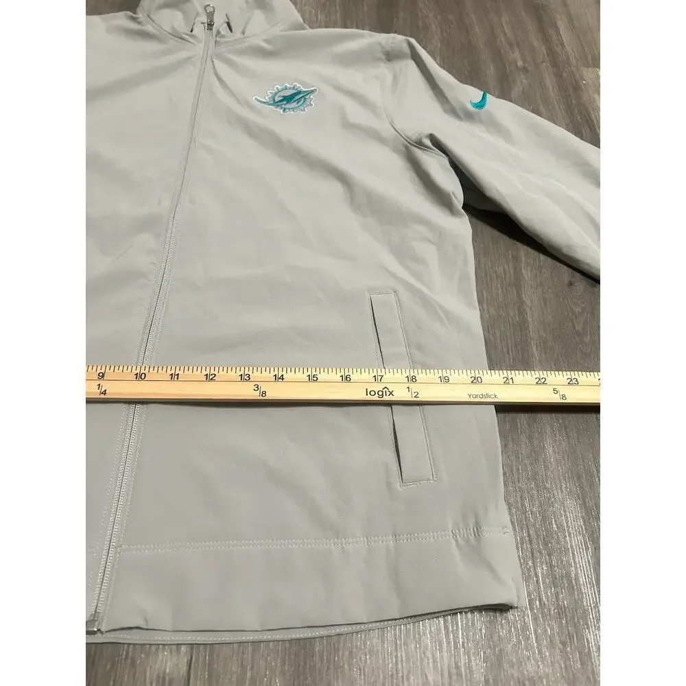 Nike NFL Miami Dolphins Jacket Mens M Gray On-Field Track Coaches Windbreaker